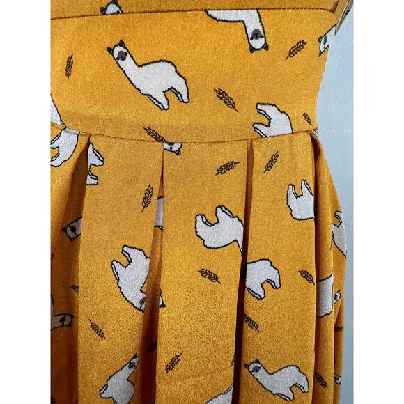 DARLING LLAMA-PRINT MIDI DRESS in Marigold (WOMANS: Small) - Picture 2 of 12